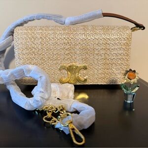 NEW Raffia Brown Shoulder Crossbody Bag Purse